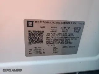 2019 Chevrolet Equinox LT with VIN 3GNAXKEV2KS639483, listed as a Copart auction lot 45383625 with 50,539 mi miles and Salvage Title. Bid and sale history available at carsss.com. Image 13.