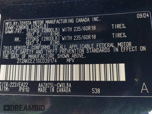2025 Lexus NX 350h with VIN 2T2AKCEZ1SC039174, listed as a IAAI auction lot 41594338 with 5,586 mi miles and . Bid and sale history available at DreamBid. Image 9.