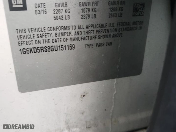 2016 Cadillac CT6 Luxury AWD with VIN 1G6KD5RS8GU151169, listed as a Copart auction lot 69258914 with 92,324 mi miles and Salvage Title. Bid and sale history available at carsss.com. Image 12.