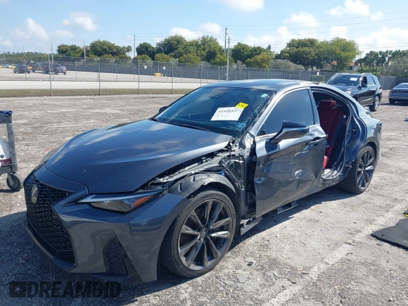 2021 Lexus IS with VIN JTHGZ1B27M5045601, listed as a IAAI auction lot 41930557 with 26,728 mi miles. Bid and sale history available at carsss.com. Image 6.