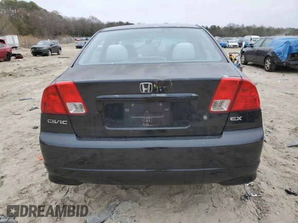 2004 Honda Civic EX with VIN 2HGES26704H507483, listed as a Copart auction lot 48574625 with 181,619 mi miles and Salvage Title. Bid and sale history available at DreamBid. Image 6.