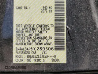 2015 Nissan Altima SL with VIN 1N4AL3AP8FC289506, listed as a Copart auction lot 54607285 with 184,969 mi miles and Clean title. Bid and sale history available at DreamBid. Image 12.