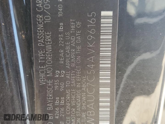 2010 BMW 1 Series 135i with VIN WBAUC7C54AVK96165, listed as a Copart auction lot 65398204 with Not Provided miles and Salvage Title. Bid and sale history available at carsss.com. Image 12.