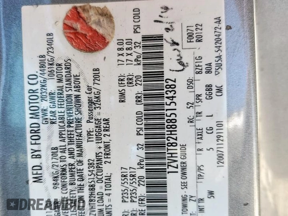 2008 Ford Mustang GT Deluxe z VIN 1ZVHT82H885154382, wystawiony jako Copart lot #51860665 z przebiegiem Nie podano mil oraz Szkoda całkowita • Salvage title. Historia ofert i sprzedaży dostępna na DreamBid. Obrazek 14.