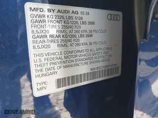 2024 Audi Q3 S line Premium Plus with VIN WA1EECF39R1107267, listed as a IAAI auction lot 40791219 with 26,658 mi miles. Bid and sale history available at carsss.com. Image 9.