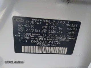 2011 Hyundai Azera Limited with VIN KMHFC4DF6BA521790, listed as a IAAI auction lot 42176922 with Not provided miles and . Bid and sale history available at DreamBid. Image 9.