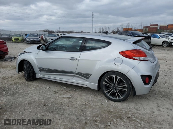 2016 Hyundai Veloster Turbo with VIN KMHTC6AE5GU275735, listed as a Copart auction lot 82707824 with 105,870 mi miles and Salvage Title. Bid and sale history available at carsss.com. Image 2.