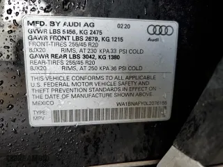 2020 Audi Q5 Premium Plus with VIN WA1BNAFY0L2076155, listed as a Copart auction lot 45599985 with 41,366 mi miles and Salvage Title. Bid and sale history available at carsss.com. Image 13.