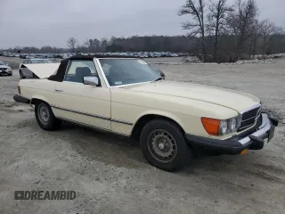 1984 Mercedes-Benz 380 SL with VIN WDBBA45A0EA013409, listed as a Copart auction lot 43208775 with 151,270 mi miles and Salvage Title. Bid and sale history available at carsss.com. Image 4.