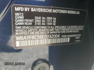 2014 BMW 7 Series ALPINA B7 xDrive with VIN WBAYF8C58ED142004, listed as a Copart auction lot 57994895 with 134,841 mi miles and Salvage title. Bid and sale history available at DreamBid. Image 12.