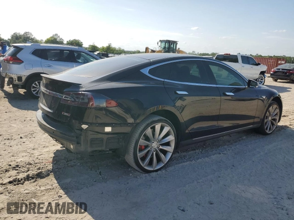 2015 Tesla Model S 85D with VIN 5YJSA1E48FF118749, listed as a Copart auction lot 54516035 with 115,380 mi miles and Salvage Title. Bid and sale history available at carsss.com. Image 3.