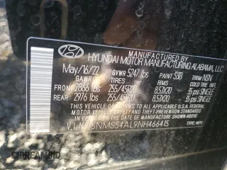 2022 Hyundai Santa Fe Calligraphy with VIN 5NMS54AL9NH466415, listed as a Copart auction lot 80274414 with 64,663 mi miles and Salvage Title. Bid and sale history available at carsss.com. Image 13.