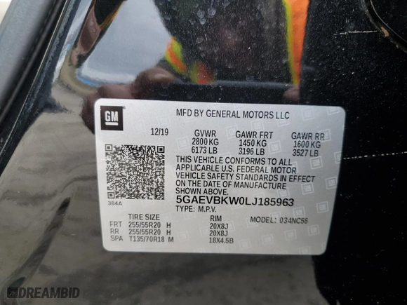 2020 Buick Enclave Premium with VIN 5GAEVBKW0LJ185963, listed as a Copart auction lot 53308055 with 90,704 mi miles and Salvage Title. Bid and sale history available at carsss.com. Image 13.
