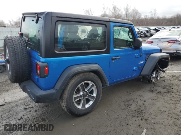 2021 Jeep Wrangler Sport S with VIN 1C4GJXAG2MW762104, listed as a Copart auction lot 46620845 with 56,799 mi miles and Salvage Title. Bid and sale history available at DreamBid. Image 3.