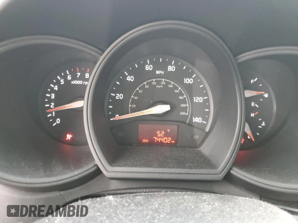 2016 Kia Rio LX with VIN KNADM4A31G6625808, listed as a Copart auction lot 44520085 with 74,402 mi miles and Salvage Title. Bid and sale history available at carsss.com. Image 9.