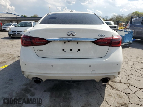 2019 Infiniti Q50 Luxe with VIN JN1EV7AR0KM552352, listed as a Copart auction lot 52812385 with 50,376 mi miles and Salvage Title. Bid and sale history available at carsss.com. Image 6.