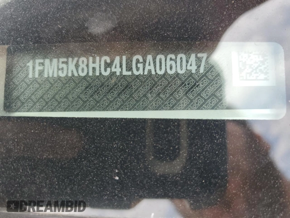 2020 Ford Explorer Platinum z VIN 1FM5K8HC4LGA06047, wystawiony jako Copart lot #58777285 z przebiegiem Nie podano mil oraz Szkoda całkowita • Salvage title. Historia ofert i sprzedaży dostępna na DreamBid. Obrazek 12.