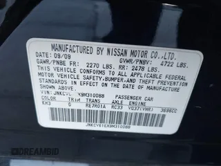 2009 Infiniti G37 Journey with VIN JNKCV61EX9M310088, listed as a IAAI auction lot 39249852 with Not Provided miles and . Bid and sale history available at DreamBid. Image 9.