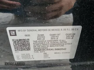 2020 Chevrolet Blazer LT with VIN 3GNKBCRSXLS682043, listed as a Copart auction lot 55614095 with Not provided miles and Salvage title. Bid and sale history available at DreamBid. Image 13.