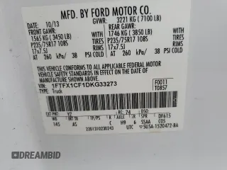2013 Ford F-150 XL с VIN 1FTFX1CF1DKG33273, выставлен на аукционе Copart как лот 56221865 с пробегом 142 631 миль миль и Списание • Salvage title. История ставок и продаж доступна на DreamBid. Изображение 12.