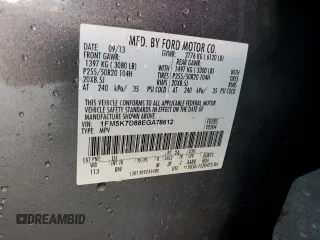 2014 Ford Explorer XLT с VIN 1FM5K7D88EGA78612, выставлен на аукционе Copart как лот 59036465 с пробегом Не указан миль и Списание • Salvage title. История ставок и продаж доступна на DreamBid. Изображение 13.