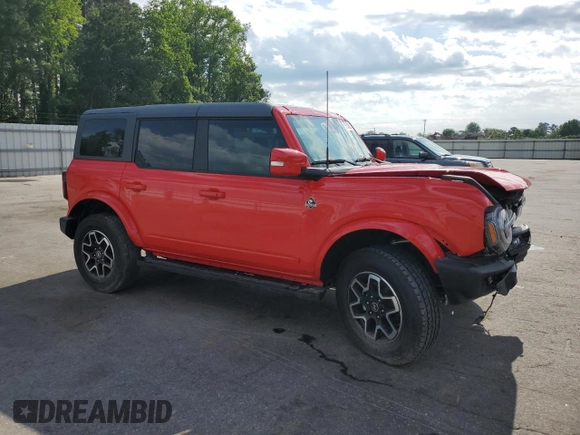 2024 Ford Bronco Outer Banks with VIN 1FMDE8BH3RLB07202, listed as a Copart auction lot 55142595 with 5,822 mi miles and Salvage title. Bid and sale history available at DreamBid. Image 4.