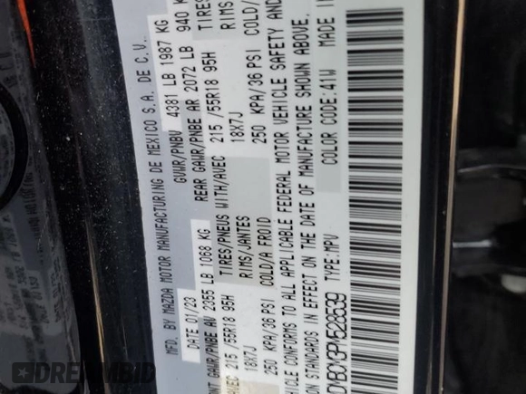 2023 Mazda CX-30 S Preferred with VIN 3MVDMBCM3PM528539, listed as a Copart auction lot 50953005 with 37,754 mi miles and Salvage title. Bid and sale history available at DreamBid. Image 13.