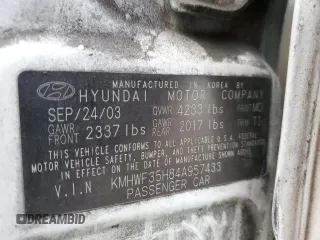 2004 Hyundai Sonata GLS with VIN KMHWF35H84A957433, listed as a Copart auction lot 82852774 with 187,857 mi miles and Salvage Title. Bid and sale history available at carsss.com. Image 14.