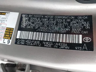 2004 Toyota Prius with VIN JTDKB20U240111589, listed as a IAAI auction lot 42217409 with 163,199 mi miles and . Bid and sale history available at DreamBid. Image 9.