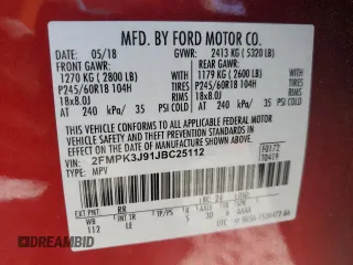 2018 Ford Edge SEL with VIN 2FMPK3J91JBC25112, listed as a Copart auction lot 50050845 with 25,056 mi miles and Salvage Title. Bid and sale history available at carsss.com. Image 12.