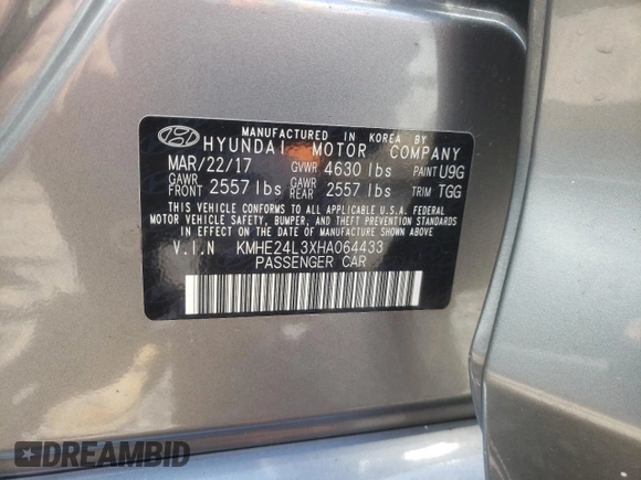 2017 Hyundai Sonata Hybrid SE with VIN KMHE24L3XHA064433, listed as a Copart auction lot 53213903 with 88,919 mi miles. Bid and sale history available at carsss.com. Image 12.
