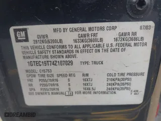 2004 GMC Sierra 1500 SLE with VIN 1GTEC19T74Z107029, listed as a IAAI auction lot 41977766 with 169,113 mi miles. Bid and sale history available at carsss.com. Image 9.