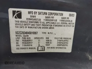 2004 Saturn VUE V6 with VIN 5GZCZ63484S810067, listed as a IAAI auction lot 42163741 with 195,667 mi miles and . Bid and sale history available at DreamBid. Image 9.