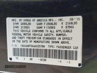2010 Acura TL Tech with VIN 19UUA8F54AA025786, listed as a IAAI auction lot 40764105 with 154,130 mi miles. Bid and sale history available at carsss.com. Image 9.