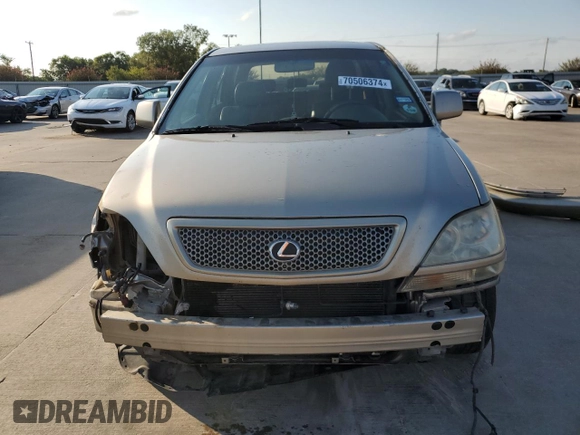 2002 Lexus RX 300 with VIN JTJGF10U820139993, listed as a Copart auction lot 70506374 with 228,629 mi miles and Salvage Title. Bid and sale history available at carsss.com. Image 5.