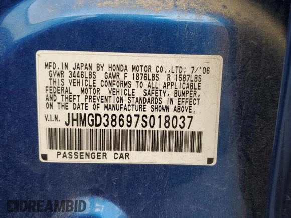 2007 Honda Fit Sport z VIN JHMGD38697S018037, wystawiony jako Copart lot #80060584 z przebiegiem 69 958 mil mil oraz Szkoda całkowita • Salvage title. Historia ofert i sprzedaży dostępna na DreamBid. Obrazek 12.