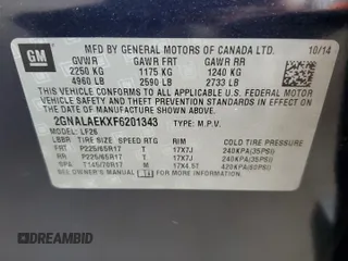 2015 Chevrolet Equinox LS z VIN 2GNALAEKXF6201343, wystawiony jako Copart lot #54275245 z przebiegiem 177 518 mil mil oraz Szkoda całkowita • Salvage title. Historia ofert i sprzedaży dostępna na DreamBid. Obrazek 13.