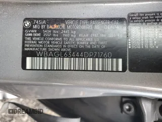 2004 BMW 7 Series 745i with VIN WBAGL63444DP71760, listed as a Copart auction lot 82377444 with 289,762 mi miles and Salvage Title. Bid and sale history available at DreamBid. Image 12.