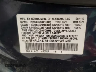 2010 Honda Odyssey EX with VIN 5FNRL3H47AB105872, listed as a Copart auction lot 86489444 with 170,641 mi miles and Non Repairable. Bid and sale history available at carsss.com. Image 13.