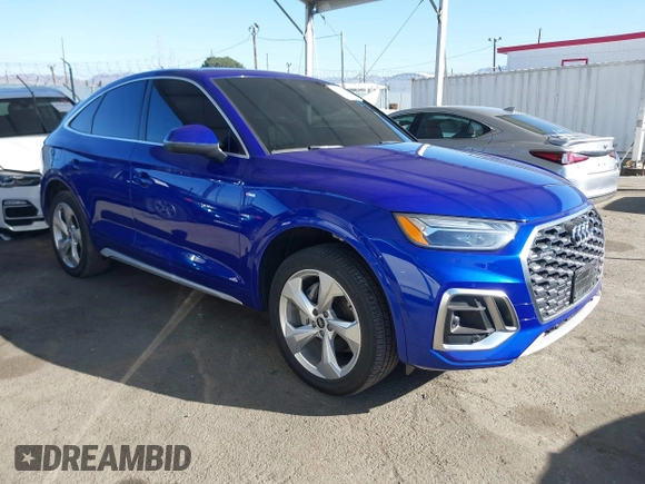 2022 Audi Q5 Sportback S line Premium Plus with VIN WA15AAFYXN2024513, listed as a IAAI auction lot 41307024 with 28,715 mi miles and . Bid and sale history available at DreamBid. Image 1.