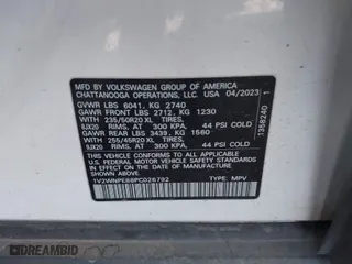 2023 Volkswagen ID.4 Pro S with VIN 1V2WNPE88PC026792, listed as a IAAI auction lot 42029260 with 104,288 mi miles. Bid and sale history available at carsss.com. Image 9.