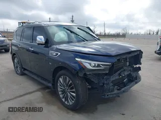2019 Infiniti QX80 Luxe z VIN JN8AZ2NF5K9682654, wystawiony jako IAAI lot #41505266 z przebiegiem 115 116 mil mil oraz . Historia ofert i sprzedaży dostępna na DreamBid. Obrazek 1.