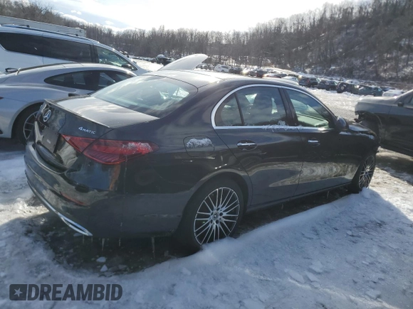 2023 Mercedes-Benz C 300 with VIN W1KAF4HB2PR078985, listed as a Copart auction lot 45559535 with 11,155 mi miles and Salvage Title. Bid and sale history available at DreamBid. Image 3.