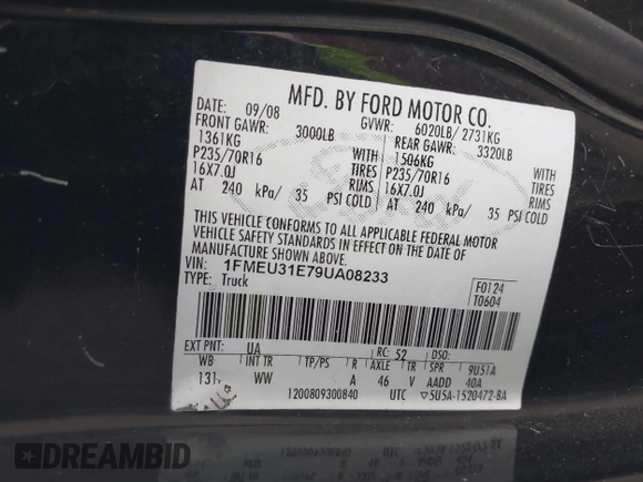 2009 Ford Explorer Sport Trac XLT с VIN 1FMEU31E79UA08233, выставлен на аукционе IAAI как лот 41357916 с пробегом 125 163 миль миль и . История ставок и продаж доступна на DreamBid. Изображение 9.