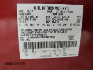 2017 Ford Explorer with VIN 1FM5K8BH8HGD62139, listed as a Copart auction lot 57119205 with 97,646 mi miles and Salvage title. Bid and sale history available at DreamBid. Image 12.