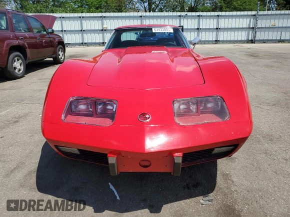 1976 Chevrolet Corvette with VIN 1Z37L6S405318, listed as a Copart auction lot 61433005 with 125,438 mi miles and Salvage title. Bid and sale history available at DreamBid. Image 5.