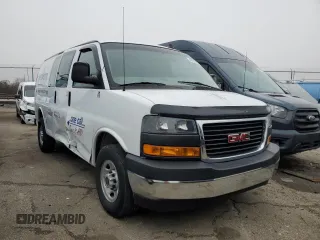 2021 GMC Savana Cargo Van with VIN 1GTW7AFP7M1247760, listed as a Copart auction lot 48441295 with 49,586 mi miles and Salvage Title. Bid and sale history available at carsss.com. Image 4.