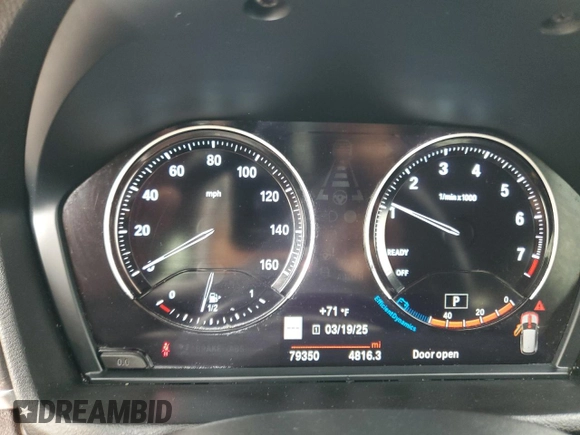 2019 BMW X1 sDrive28i with VIN WBXHU7C57K3H44192, listed as a Copart auction lot 49882335 with 79,350 mi miles and Salvage Title. Bid and sale history available at carsss.com. Image 9.