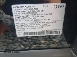 2023 Audi e-tron Premium with VIN WA1AAAGE3PB025279, listed as a Copart auction lot 55920165 with 28,535 mi miles and Salvage Title. Bid and sale history available at DreamBid. Image 14.
