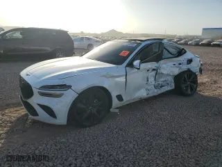 2023 Genesis G70 2.0T with VIN KMTG34TA8PU106895, listed as a Copart auction lot 47295385 with 58,311 mi miles and Salvage Title. Bid and sale history available at carsss.com. Image 1.